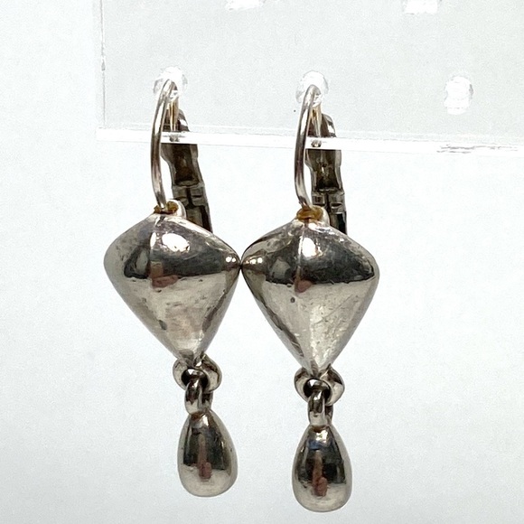 Monet Earrings Dangles Drops Silver Tone Vintage Marked Signed - Picture 1 of 13